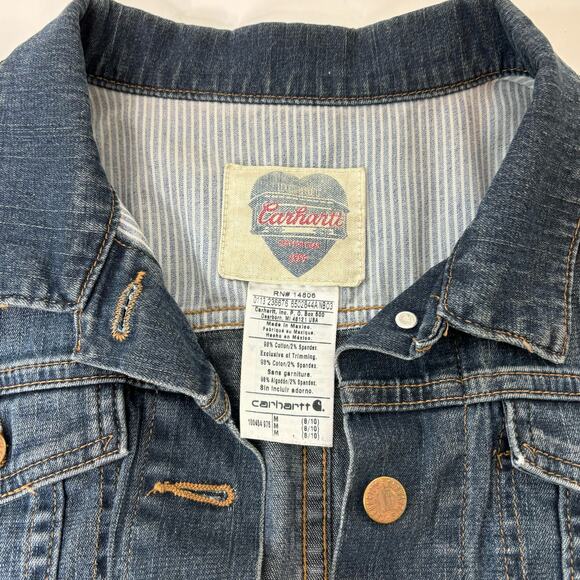 Carhartt Women’s Jean Denim Trucker Jacket Button Up M - Picture 4 of 8